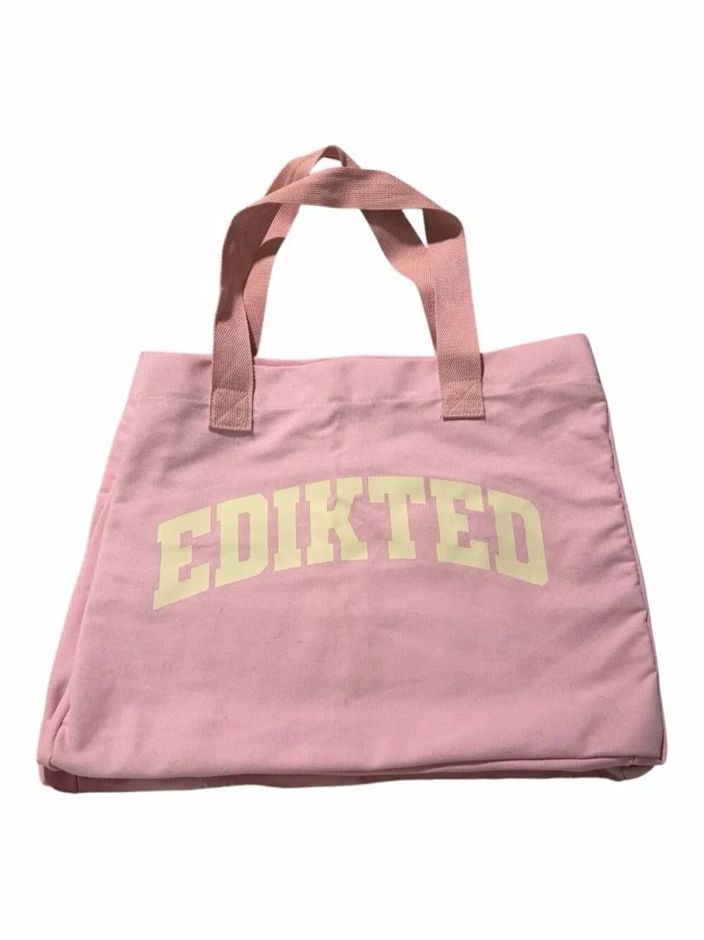 EDIKTED My Edikted Pink Collegiate Graphic Oversized Canvas Tote Bag